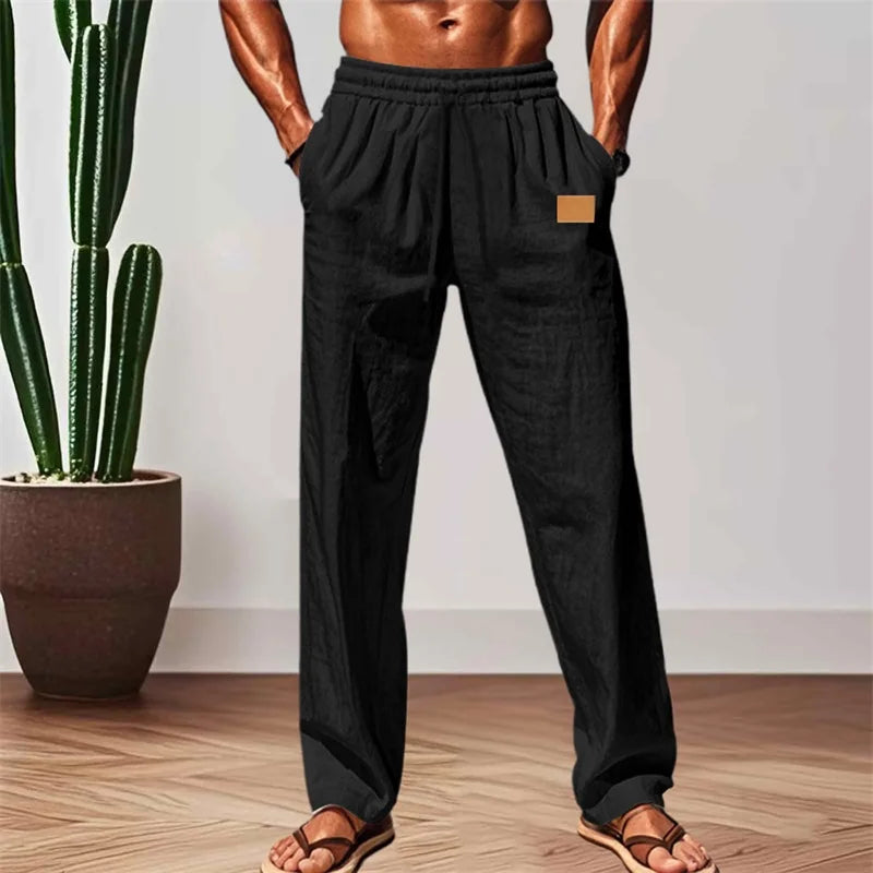 Men's Comfortable Elastic Waist Drawstring Pants for Beach