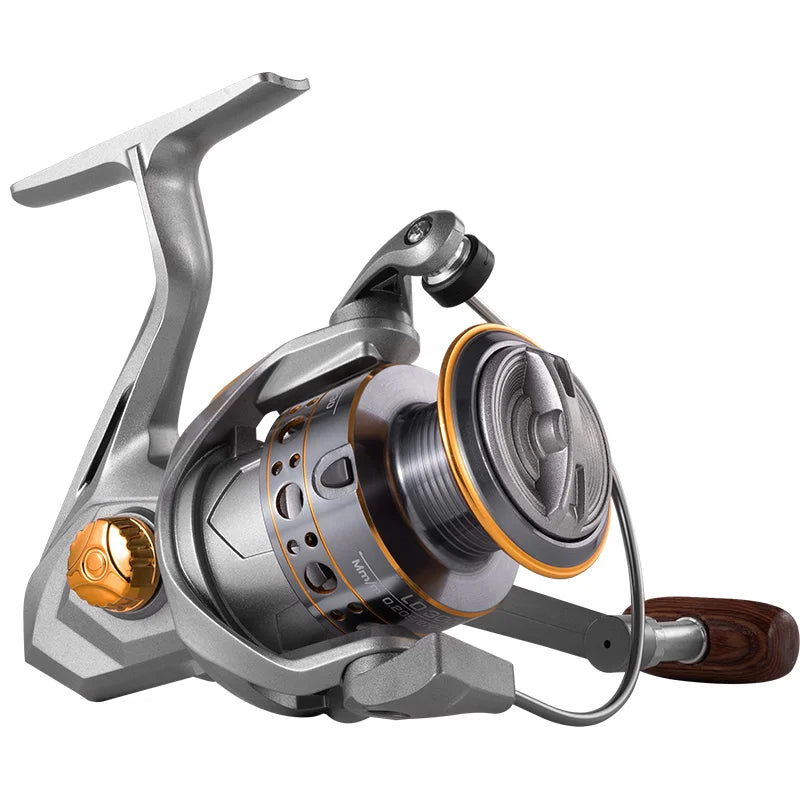LD Series 5.2 1 Alloy Fishing Reel with Carbon Drag and Wood Handle for Freshwater and Saltwater Spinning Fishing