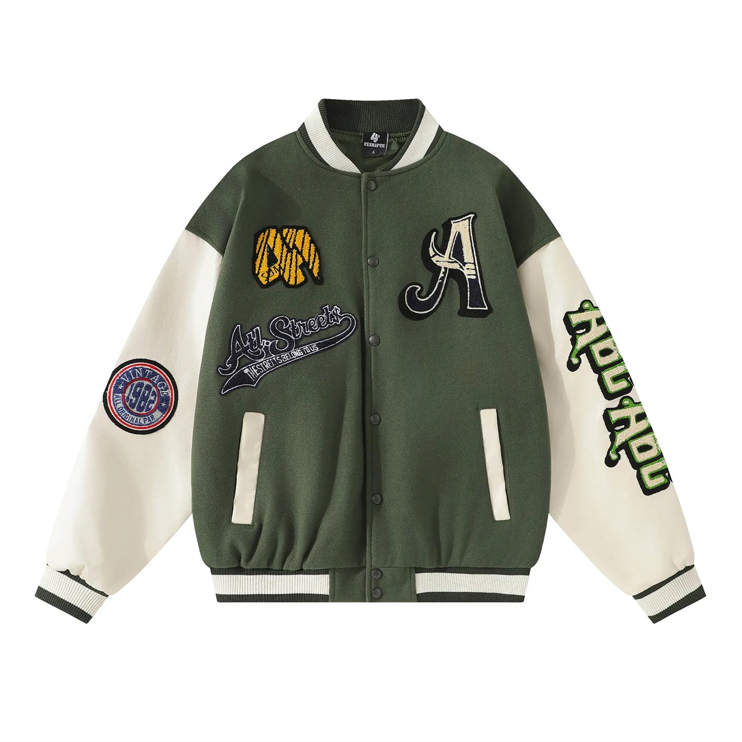 Letter Embroidery Men's Baseball Jacket Y2k Flame Leather Coat
