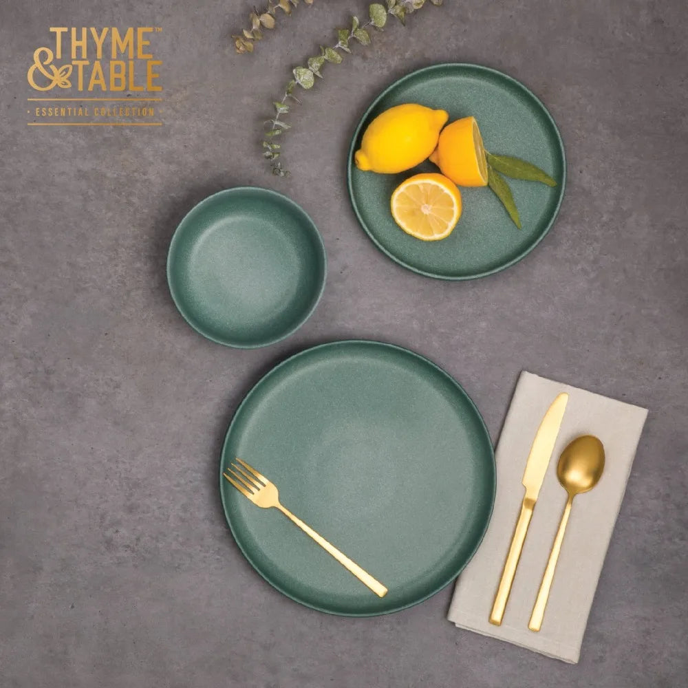 12 Piece Stoneware Dinnerware Set Caspian Green Collection