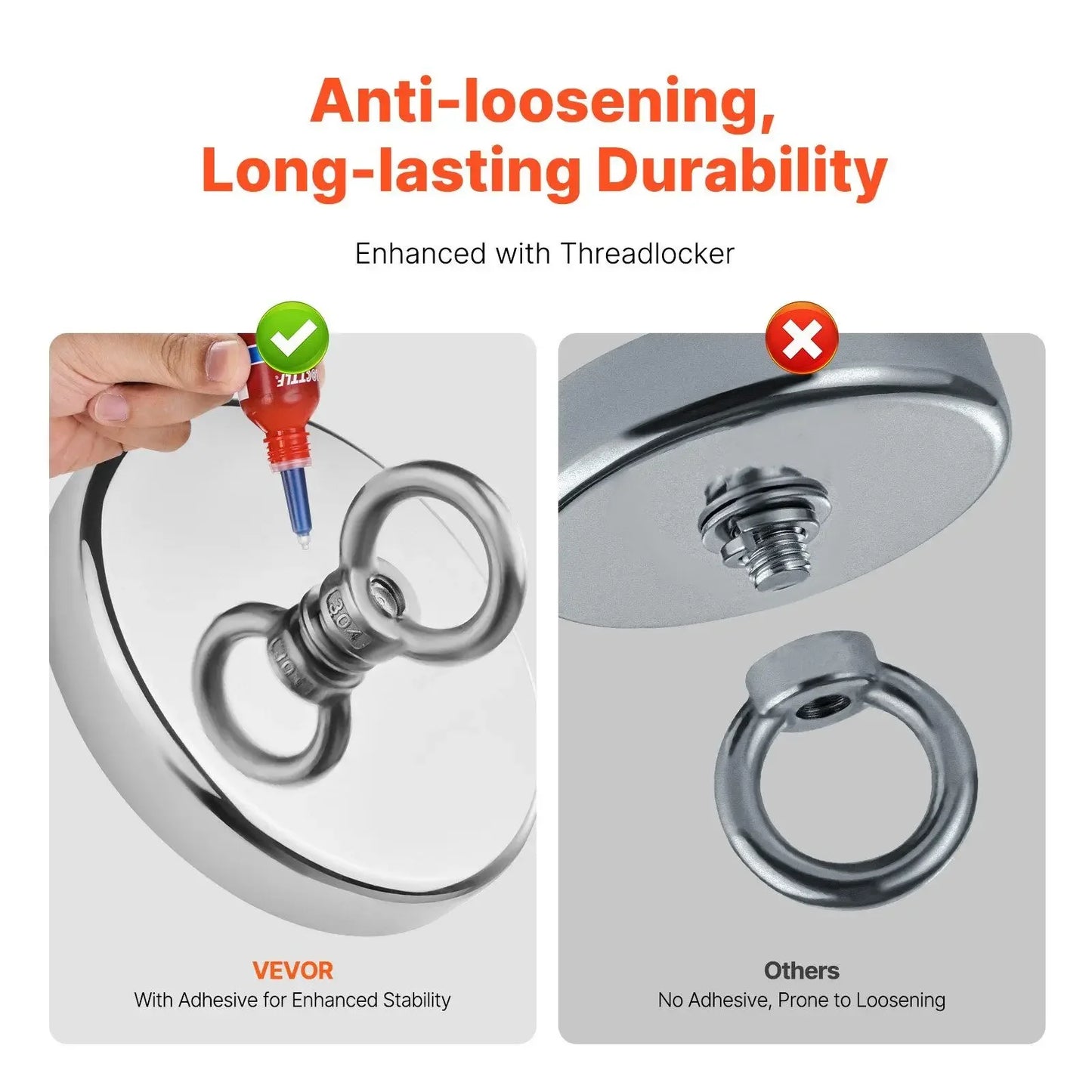1300 Pounds Strong Fishing Magnet Kit Single Sided Pull Force with Rope and Carabiner
