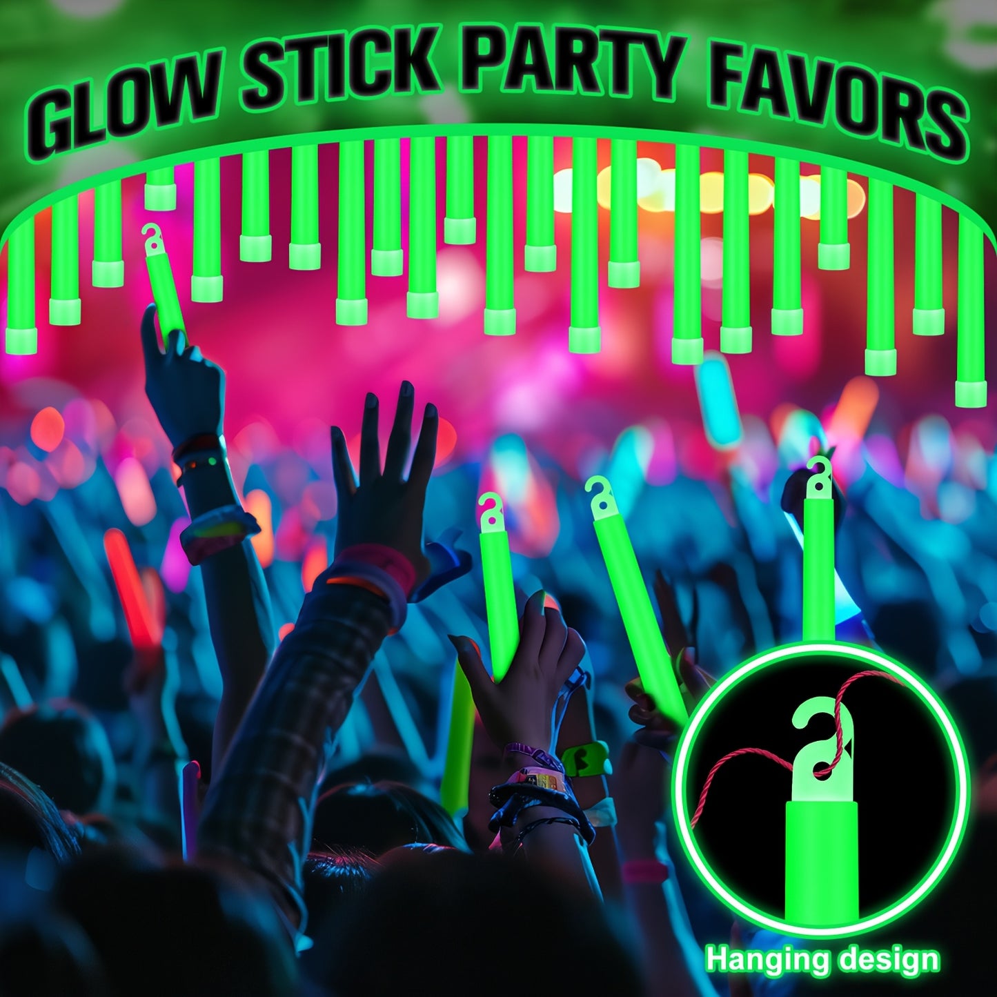 144 Pieces Bright Green Glow Sticks 6 Inch Large Emergency Light Sticks Lasts Up to 12 Hours High Refractive Index Plastic for Camping Hiking Outdoor Parties Survival Storms and Blackouts