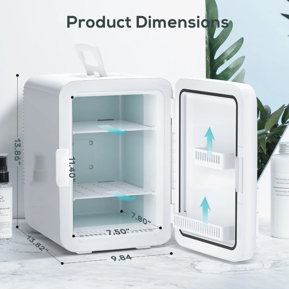 KNDKO 10L Mini Fridge with Blackboard door/ 3.1 Cu. Ft. Fridge with 2 doors, Cooler Mini Fridge for Bedroom, Car, Office, Dorm and SkincarePortable Mini Fridge - Grey, White.