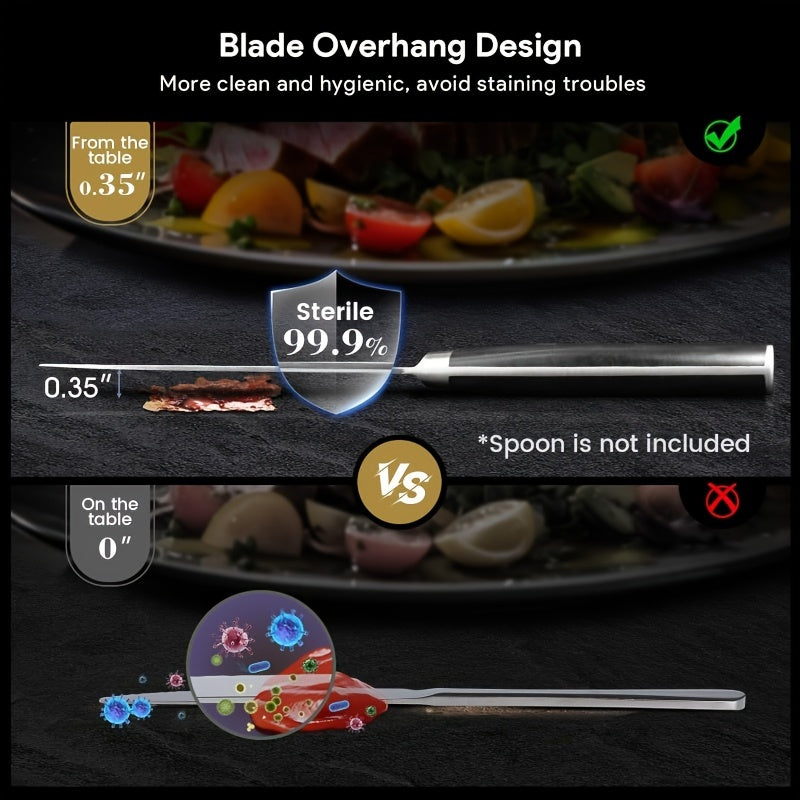 15 Piece Kitchen Knife Block Set with 15 Degree Beveled Easy Insert and Sharpener German Stainless Steel Black Countertop-Free Steak Knives