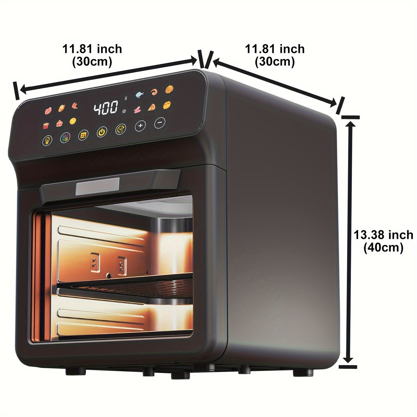 Healthy Choice 12QT Air Fryer Convection Oven - 10-in-1 Multi Function, Visible Window, Touchscreen, Easy To Clean, One-Touch Operation - Black