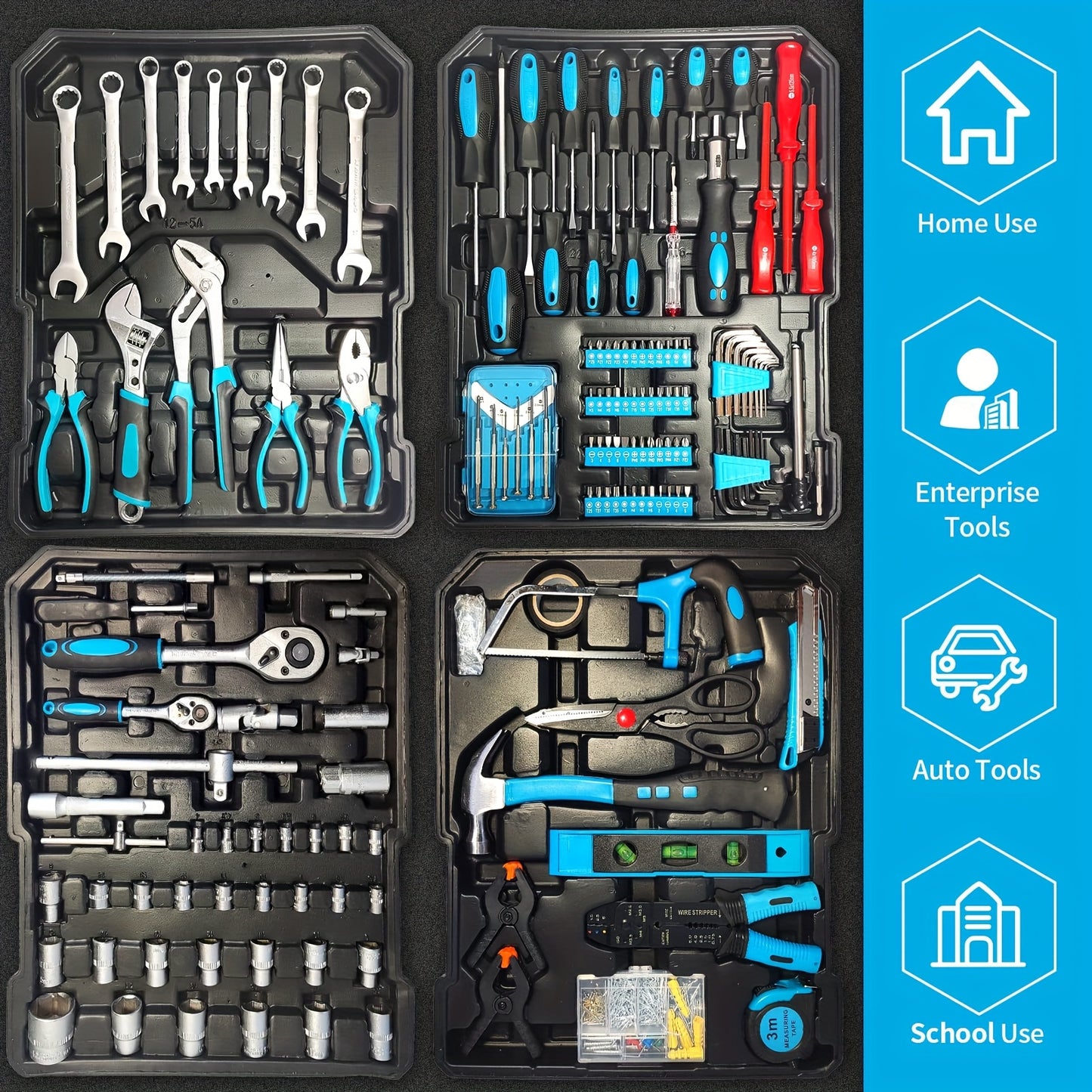 799pcs Aluminum Trolley Case Tool Set Silvery, House Repair Kit Set, Household Hand Tool Set, with Tool Belt, Gift On Father's DayTool Sets for Men, Tool Box with Tools, Tool Kit with Rolling
