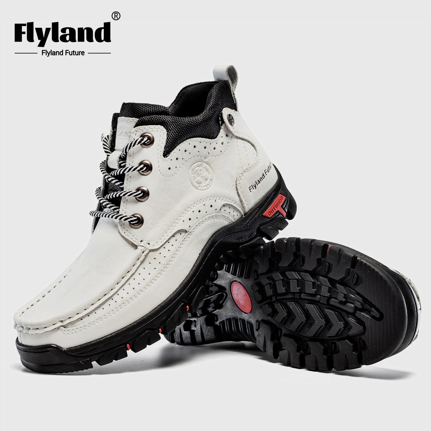 FLYLAND Genuine Leather Ankle Boots for Men & Women - Handcrafted, Breathable & Durable Casual Shoes with Non-Slip Rubber Sole, Lace-Up Closure, Brown Leather Upper & Black Sole - Perfect for Office, Vacation, or Casual Attir