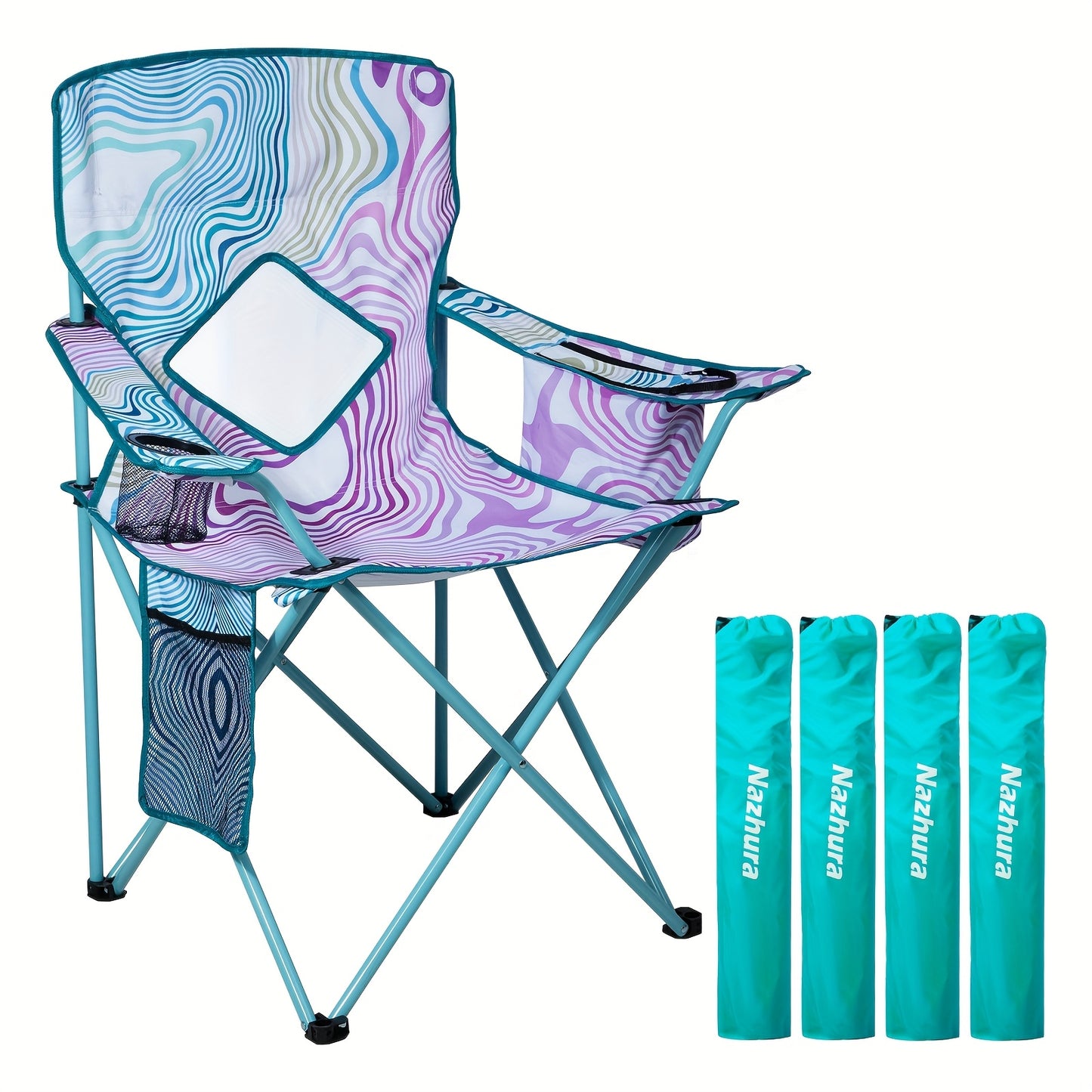 2/4pcs Folding Chair, Camping Chair with a Weight Capacity of 450Lbs, Breathable Mesh Design, Foldable for Easy Carrying. Get Once to Meet The Needs of The Whole Family. Suitable for Camping Trips And Courtyard Use.