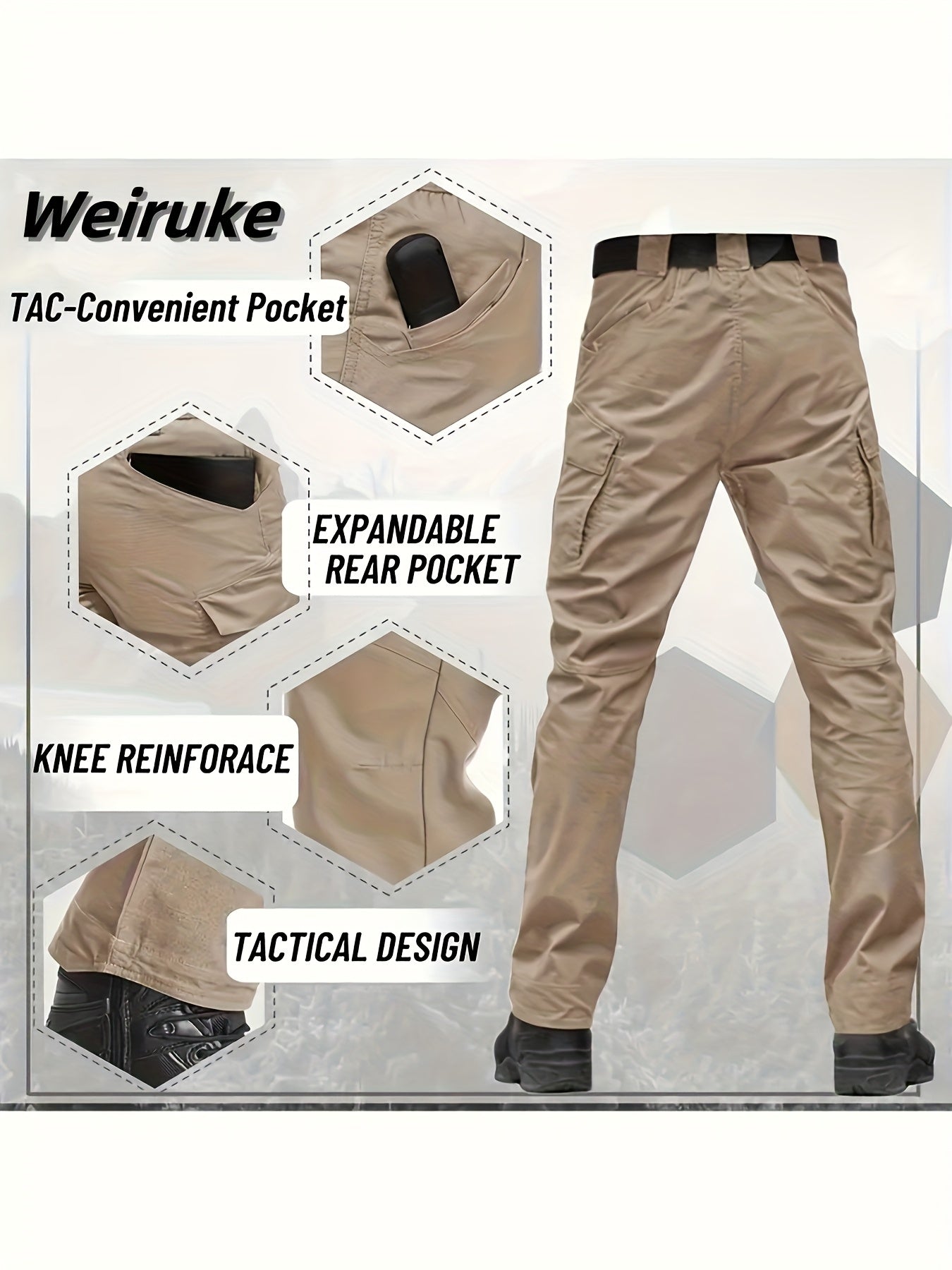 4 Pairs Men's High Performance Tactical Cargo Pants Durable Tear Resistant Fabric Multi Pocket Design All Season Regular Fit for Outdoor Hiking Camping Training and Construction Work