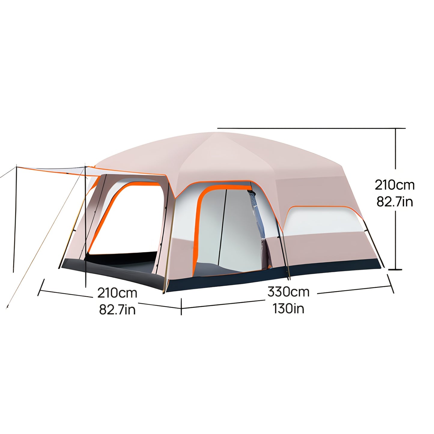 Ezify Waterproof Family Camping Tent - Spacious 2-Room, Double-Deck Design for 4-6 People, Durable & Rainproof with Zip Closure, Perfect for Outdoor Adventures