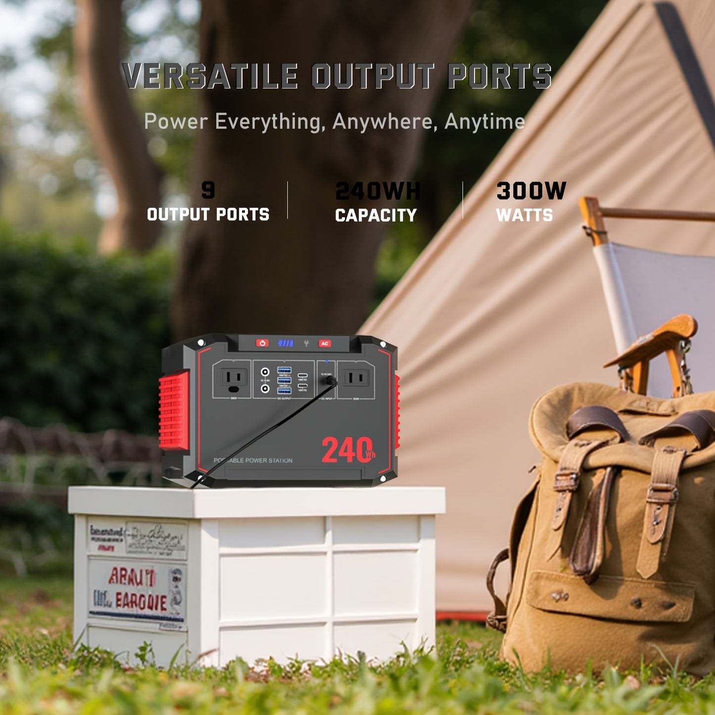 100W 300W Portable Camping Power Station 88.8Wh 111Wh 240Wh With AC USB-C PD USB QC3.0 DC Output LED Emergency Power Light For Outdoor Camping RV Traveling Emergencies