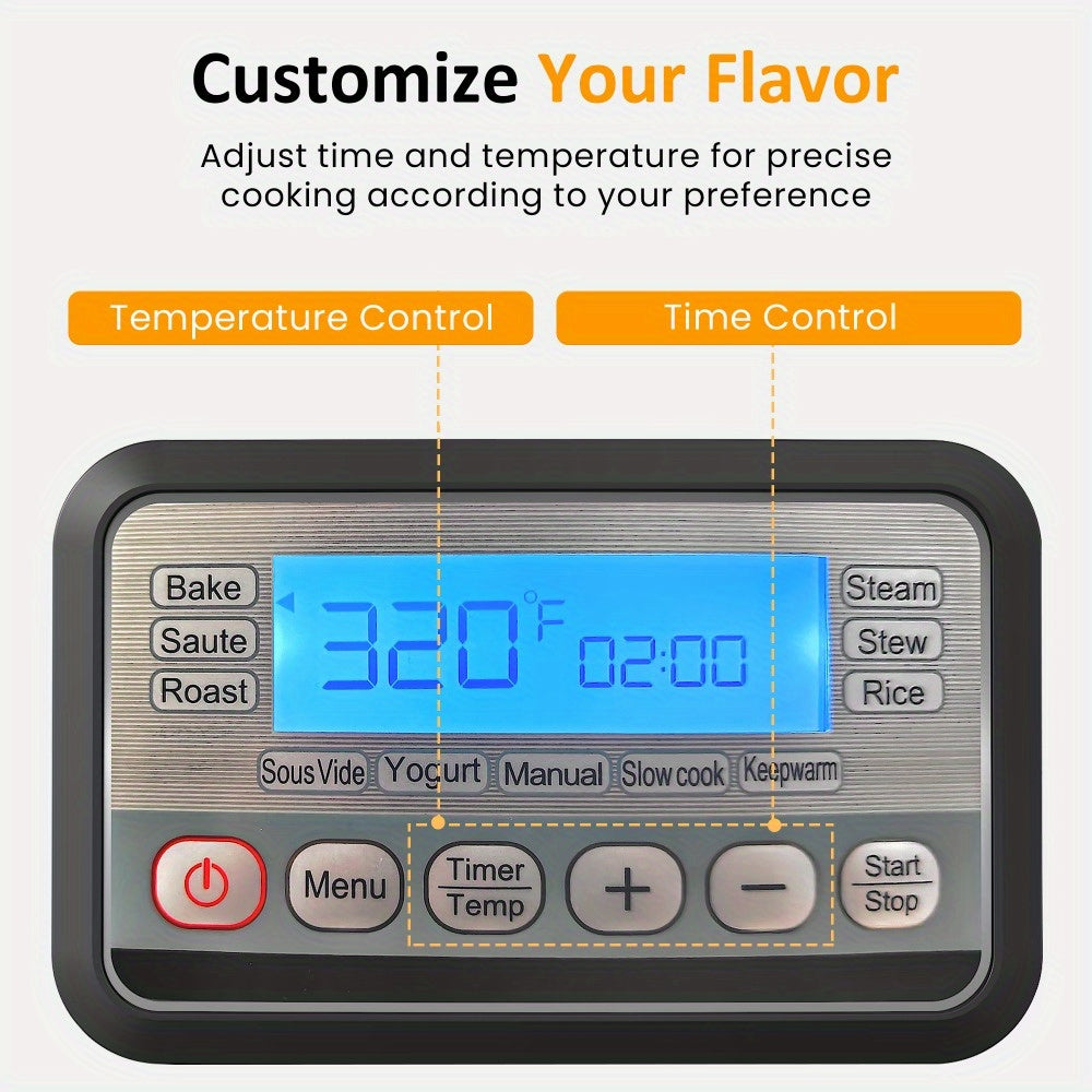 11-in-1 Multi Slow Cooker Roaster Oven, 6.5QT Sliver Digital Programmable Slow Cooker with Rack, Large Removable Nonstick Crock, Glass Lid, Multicooker with Timer Temp Control, Delay Start