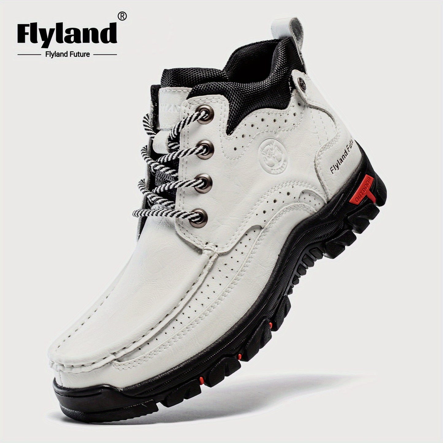 FLYLAND Genuine Leather Ankle Boots for Men & Women - Handcrafted, Breathable & Durable Casual Shoes with Non-Slip Rubber Sole, Lace-Up Closure, Brown Leather Upper & Black Sole - Perfect for Office, Vacation, or Casual Attir