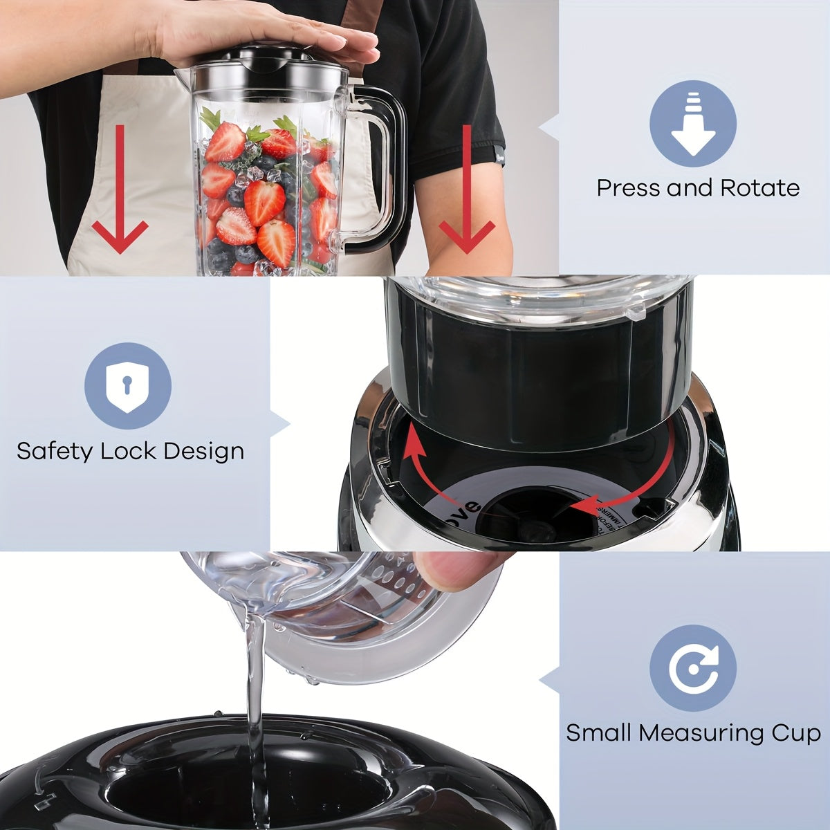 Smoothie Crusher 12 Piece Milkshake And Smoothie Blender 43 Ounce Large Blending Cup And 2 24 Ounce Portable Blending Cups Kitchen Personal Smoothie Maker With Automatic Smart Technology And Speed Controls