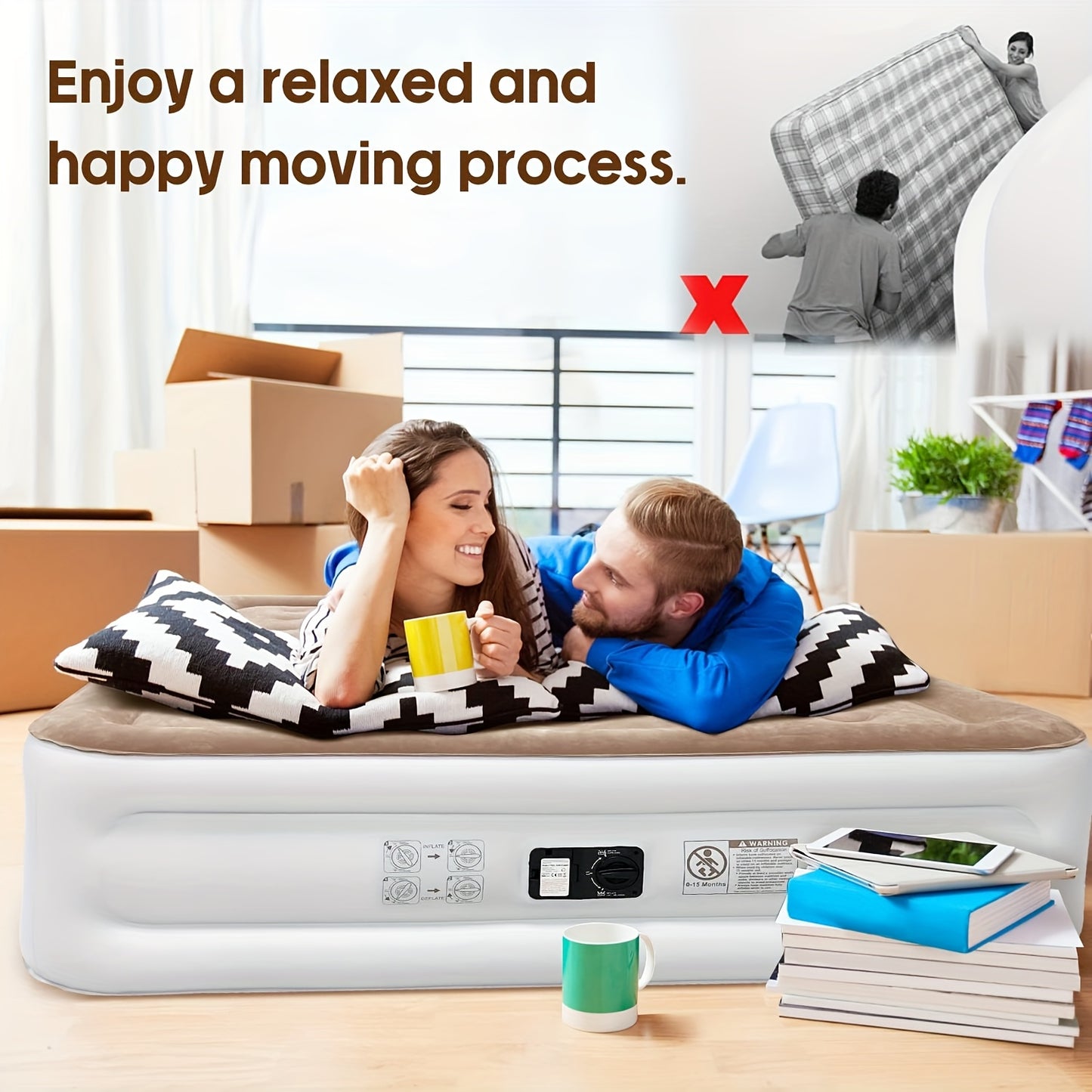 Queen Twin Air Mattress With Electric Built In Pump Luxury Double High Inflatable Mattress For Camping Home And Guests 18 Inch Blow Up Airbed Fast Inflation And Deflation 750 Pound Maximum Capacity