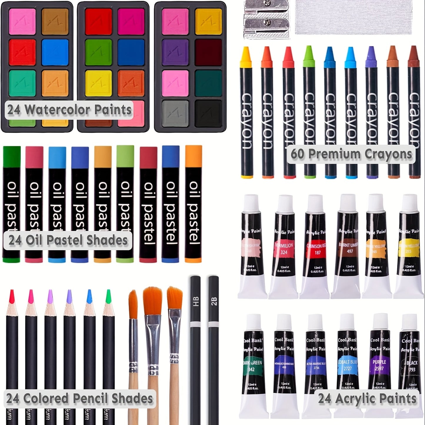 175pcs Deluxe Art Set With 2 Drawing Pads, Crayons, Acrylic Paints, Colored Pencils Set In Wooden Case, Professional Art Kit For Adults, Artist And Teen, Paint Supplies, Gift, Father'S Day Gift