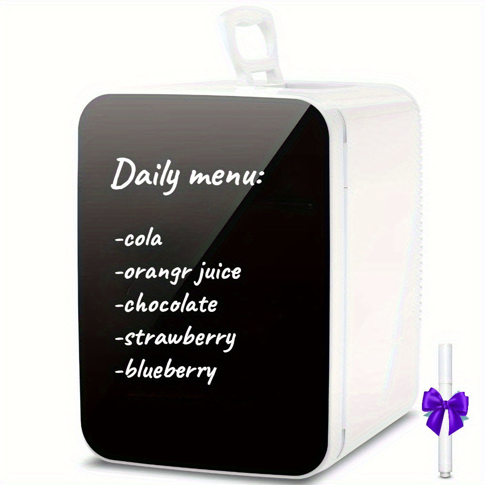 KNDKO 10L Mini Fridge with Blackboard door/ 3.1 Cu. Ft. Fridge with 2 doors, Cooler Mini Fridge for Bedroom, Car, Office, Dorm and SkincarePortable Mini Fridge - Grey, White.