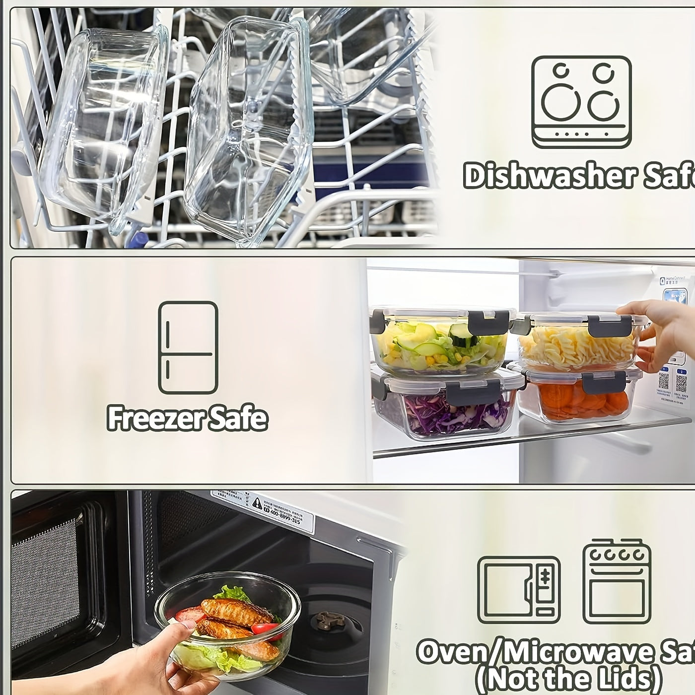 Airtight Glass Meal Prep Containers Set - 15 Pieces Food Storage