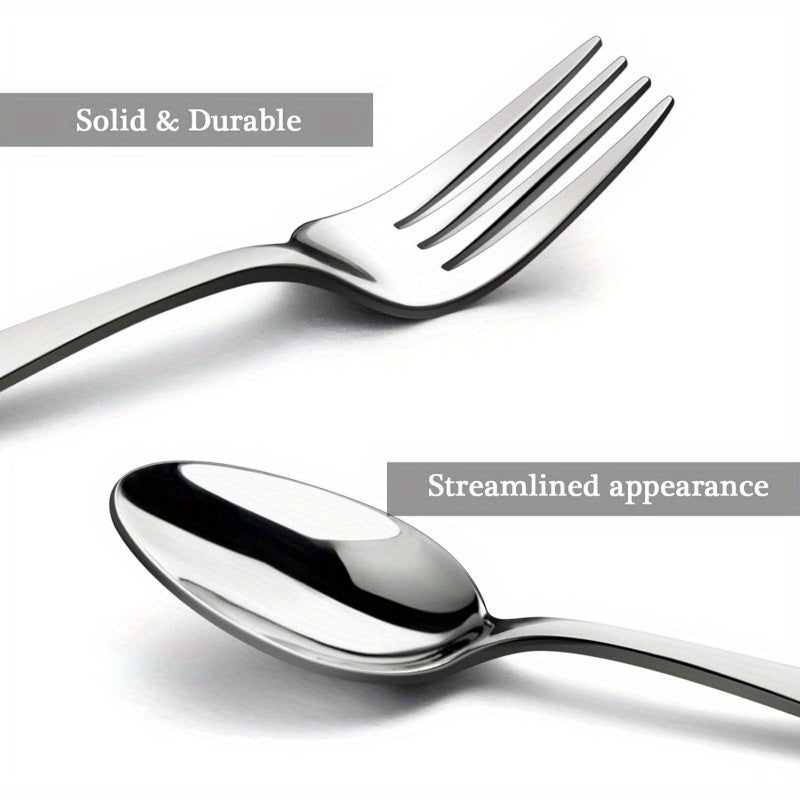 40 Piece Heavy Silverware Set Premium Grade Stainless Steel Flatware Cutlery Set Modern Elegant Design for Home Restaurant Wedding Mirror Polished Dishwasher Safe