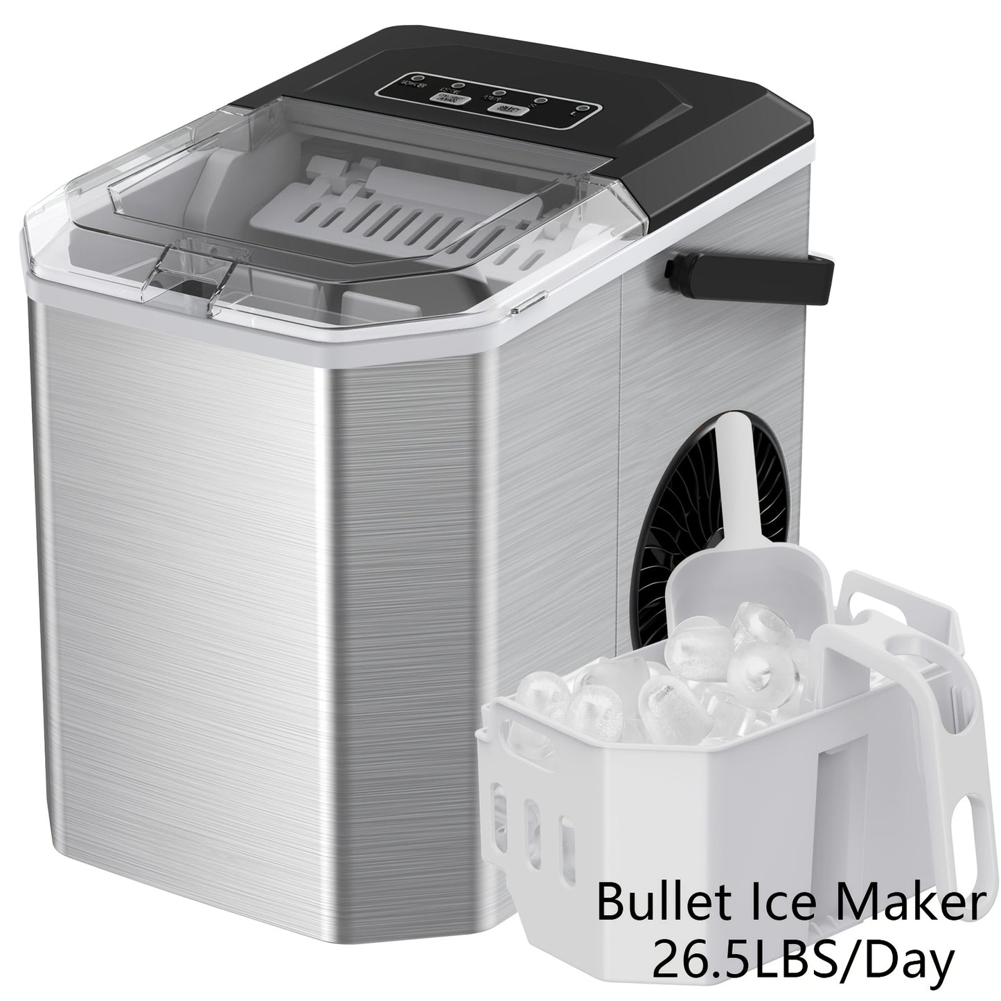 [33/35lb Golden Nugget Ice Maker] 33/35 Pound Golden Nugget Ice Machine And 26 Pound Bullet Ice Machine, Portable Automatic Cleaning Chewing Ice Maker, One Click Operation For Home/kitchen/camping Ice Maker Machine With Baske