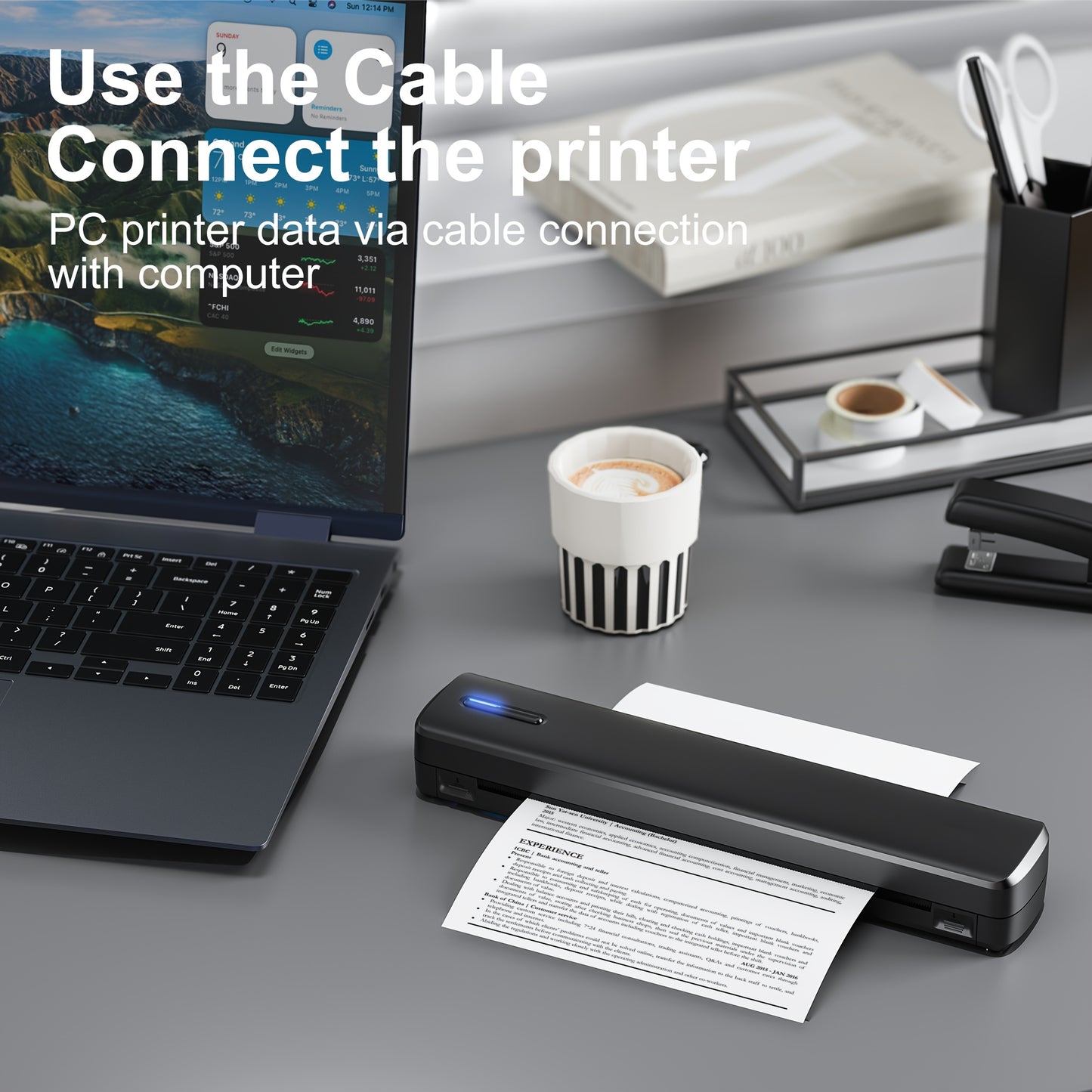 A4 Inkless Printer - Portable Thermal Printer for Wireless Mobile Travel, Supports Letter Mini Printing, Compatible with Mobile Phones And Laptops, Suitable Folding Paper/rolling/tattoo Paper