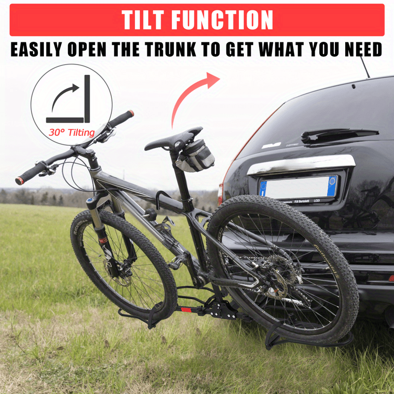 2-Bicycle Carrier with Lock Pin for Car, Folding Hitch Mount Bike Rack 2" Receiver