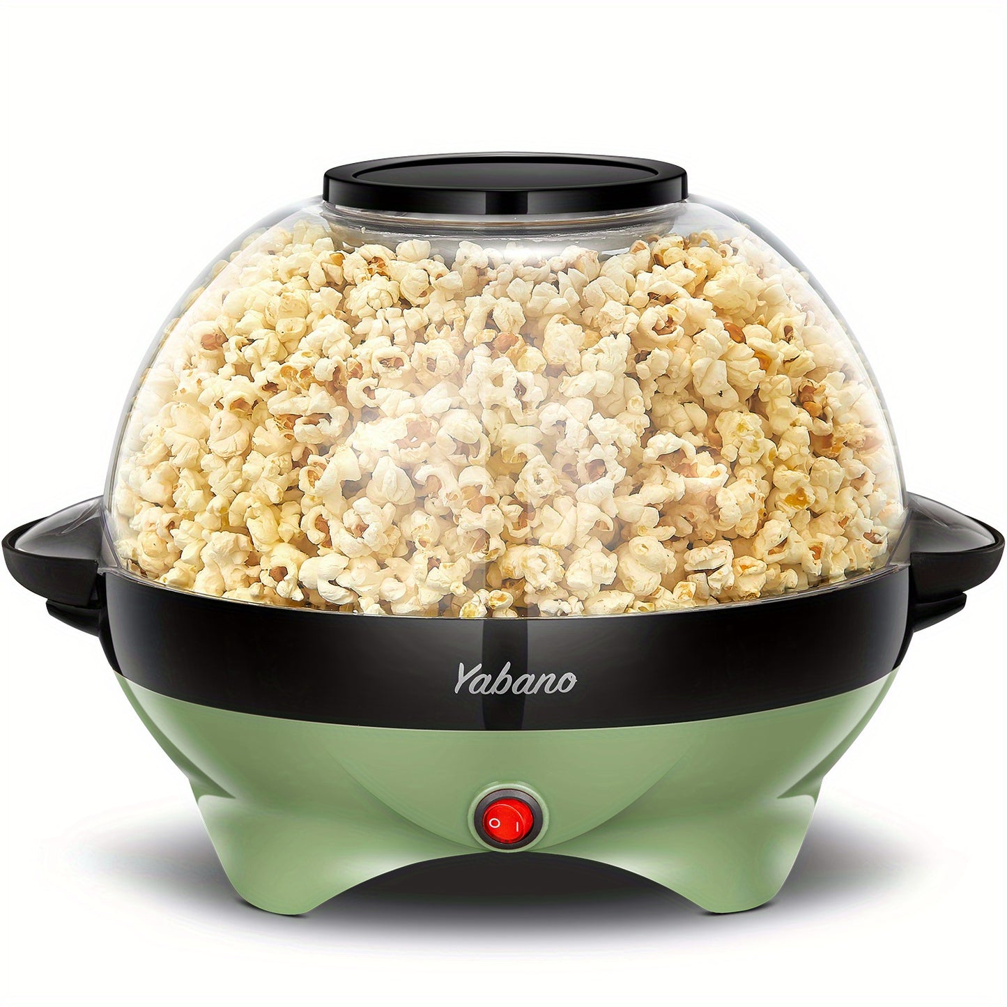 [Yabano Quick-Heat Popcorn Maker] Yabano 6-Quart Popcorn Maker - Quick-Heat, Nonstick, Electric Stirring - Red & Black, Dishwasher Safe