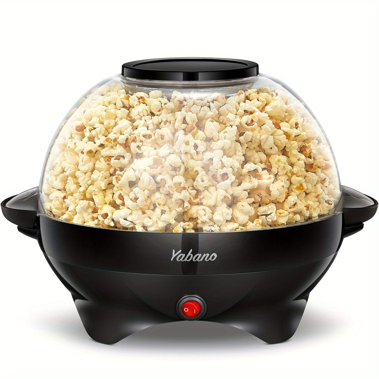 [Yabano Quick-Heat Popcorn Maker] Yabano 6-Quart Popcorn Maker - Quick-Heat, Nonstick, Electric Stirring - Red & Black, Dishwasher Safe