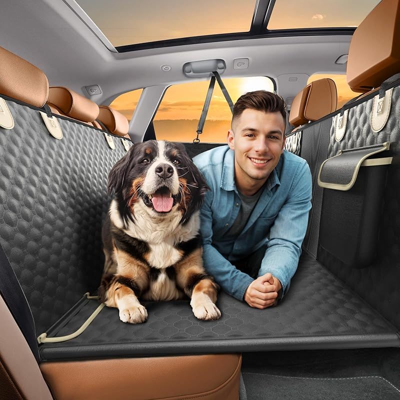 Waterproof Heavy Duty SHARLOVY Dog Car Seat Cover XL Hammock with Hard Bottom for Trucks and SUVs Woven Fabric 180kg Load Capacity Pet Back Seat Protector for Ram 1500 F150