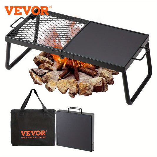 Heavy Duty Folding Campfire Grill Portable Steel Mesh Grate 22.4 Inch for Outdoor Cooking Camping with Carrying Bag Included