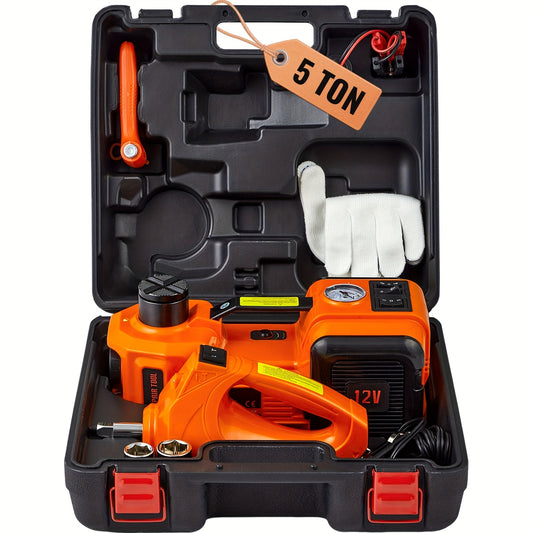 [Electric Car Jack] Happybuy Electric Car Jack | 5 Ton/11023 LBS | Hydraulic Jack Lift with Electric Impact Wrench, Built-in Inflatable Pump, And LED Light | for SUV MPV Sedan Truck | Garage Repair