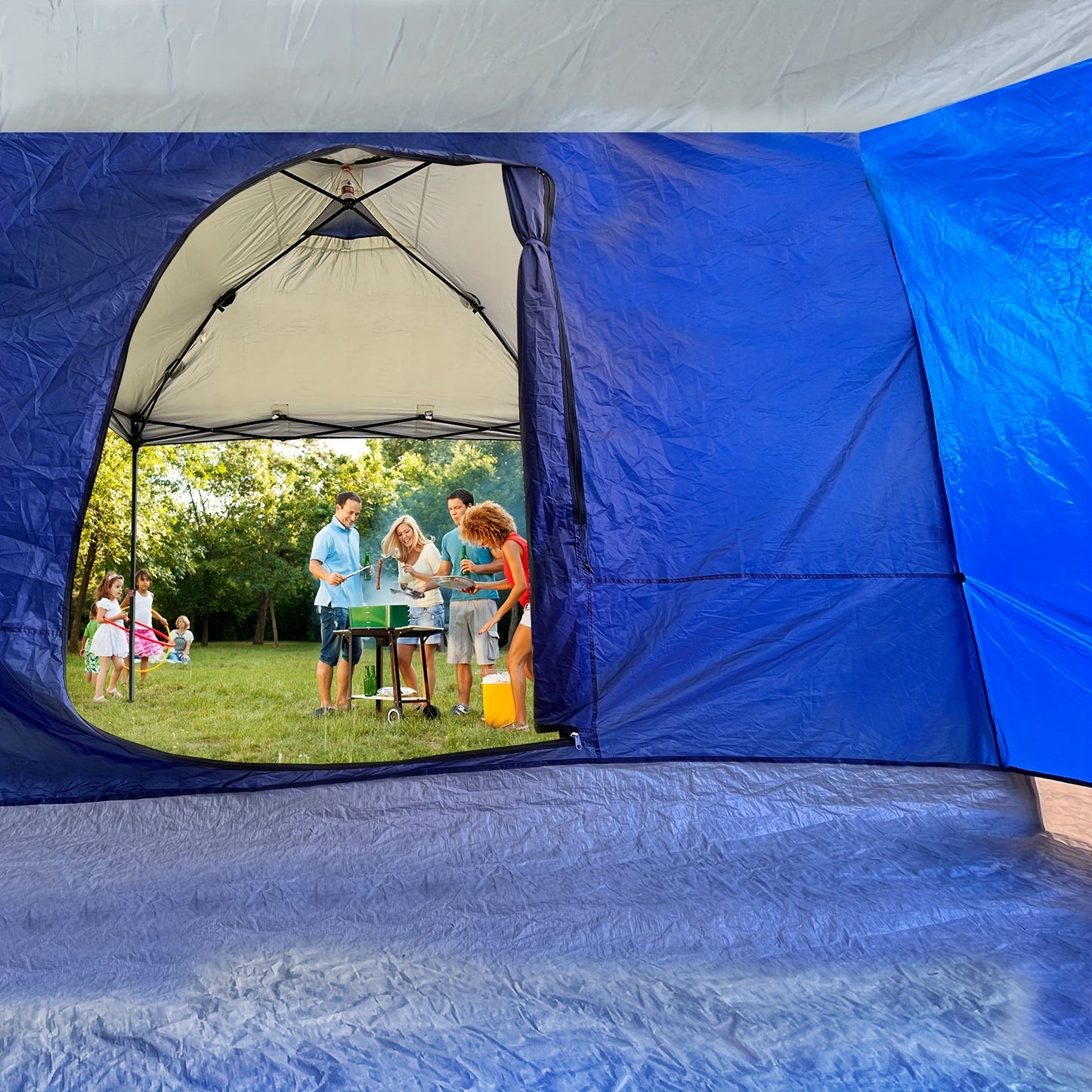 Kampkeeper Side Tent for 10 Foot by 10 Foot Pop Up Canopy Easy Set Up Gazebo Compatible with 10 Foot Wide Tents Blue Only Side Tent