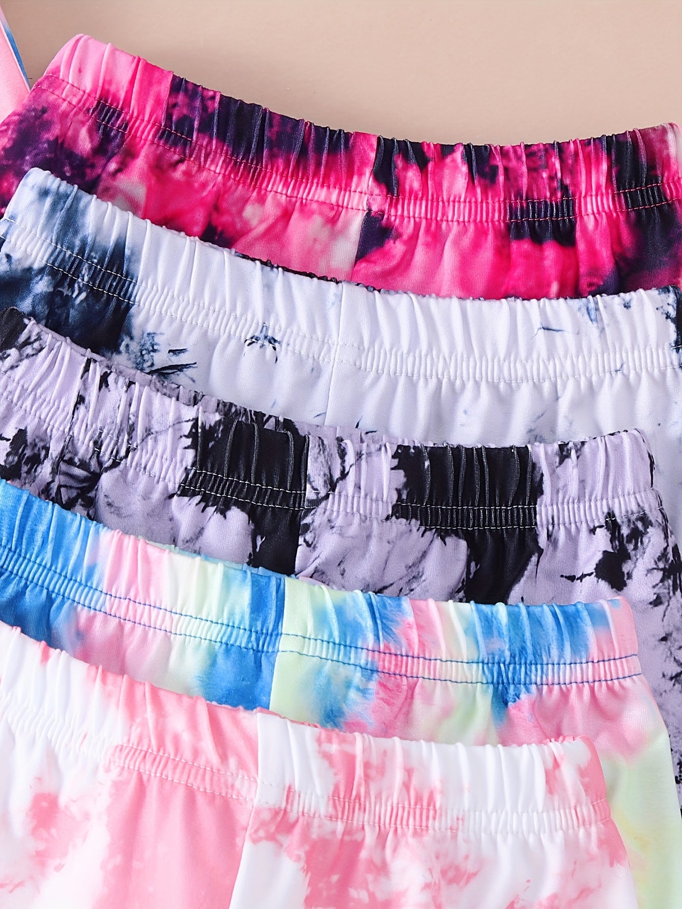 10pcs Women'S Casual Tie-Dye Print Knit Shorts and T-Shirt Set - Soft & Comfortable Polyester Blend, Short Sleeve Tops with Round Neck, Shorts with Elastic Waistband, Perfect for Outdoor Activities, Outdoor Clothing | Vibrant