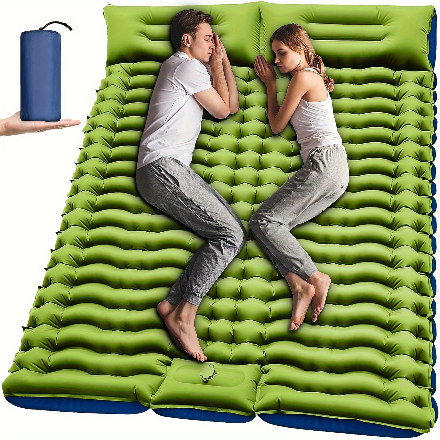 Double Sleeping Pad - Self Inflating 4 Inch Extra Thick Mat