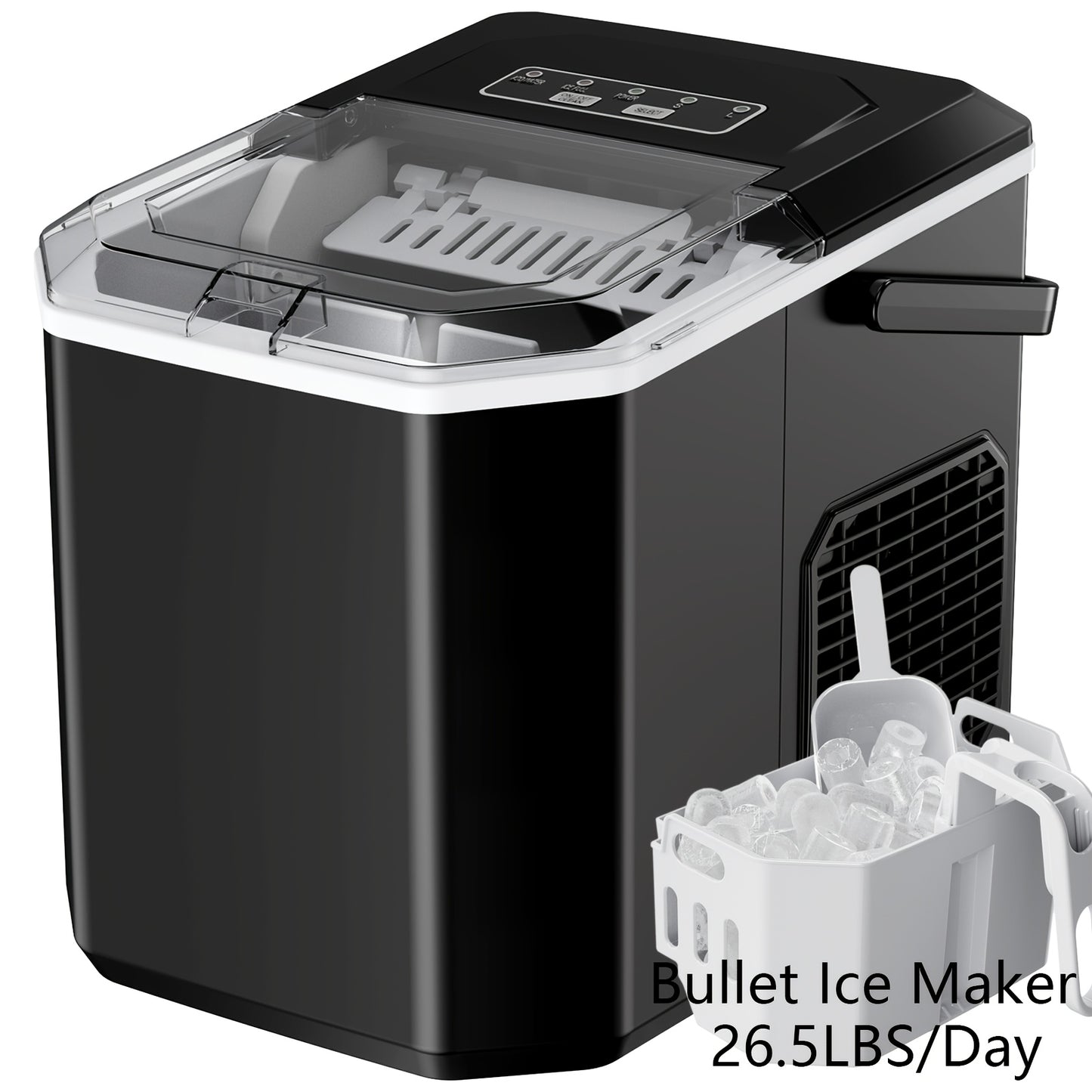 [33/35lb Golden Nugget Ice Maker] 33/35 Pound Golden Nugget Ice Machine And 26 Pound Bullet Ice Machine, Portable Automatic Cleaning Chewing Ice Maker, One Click Operation For Home/kitchen/camping Ice Maker Machine With Baske
