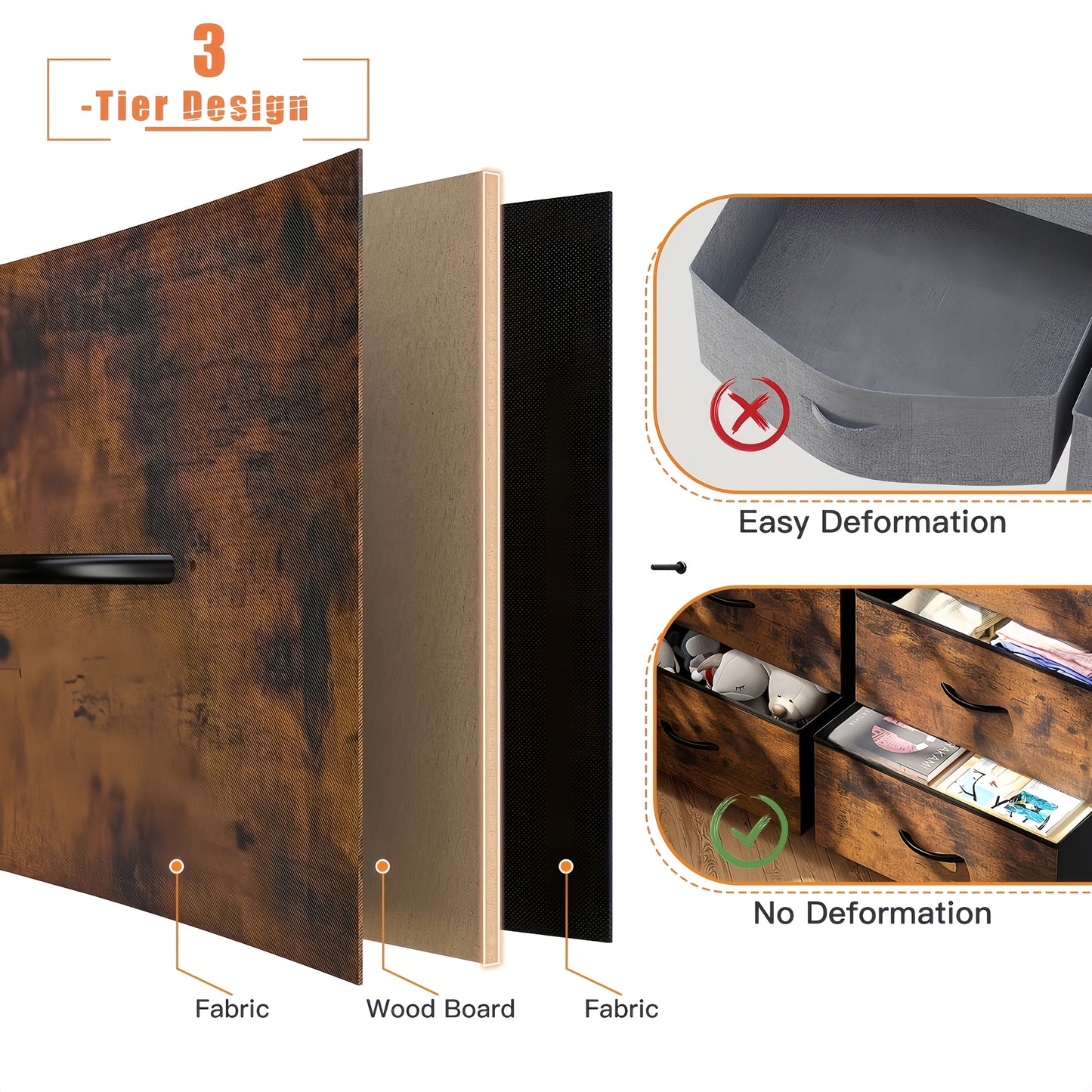 Tall Bedroom Dresser with 16 Drawers - Fabric Dresser Organizer, Chests of Drawers for Closet & Entryway