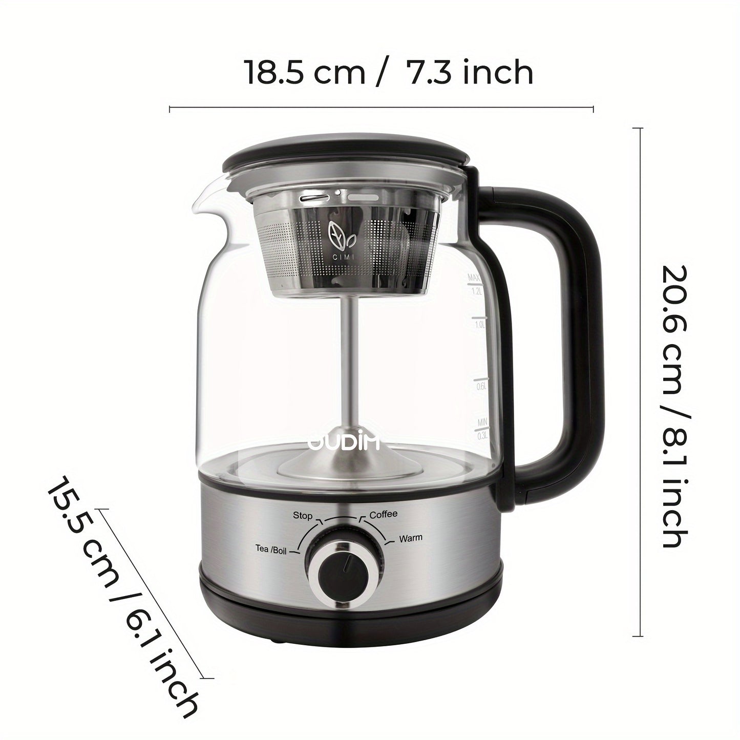 [600W Drip Coffee Maker] 1.2L BPA-Free Glass Stainless Steel Drip Coffee Maker | 600W Power, Brewed Tea Pot Coffee Plunger, Electric Kettle Tea Pot, Keep Warm, Boil Dry And Safety Protection, Gifts for Mother's Day