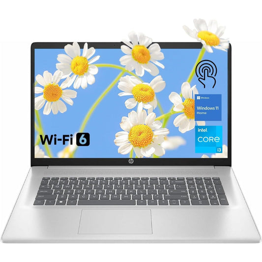 HP 17.3" Touchscreen Laptop, 8-Cores Intel Core i3-N305, 16GB RAM, 128GB eMMC + 1TB SSD, Numeric Keypad, Webcam, HDTV, Wi-Fi 6, Windows 11 Home, Silver