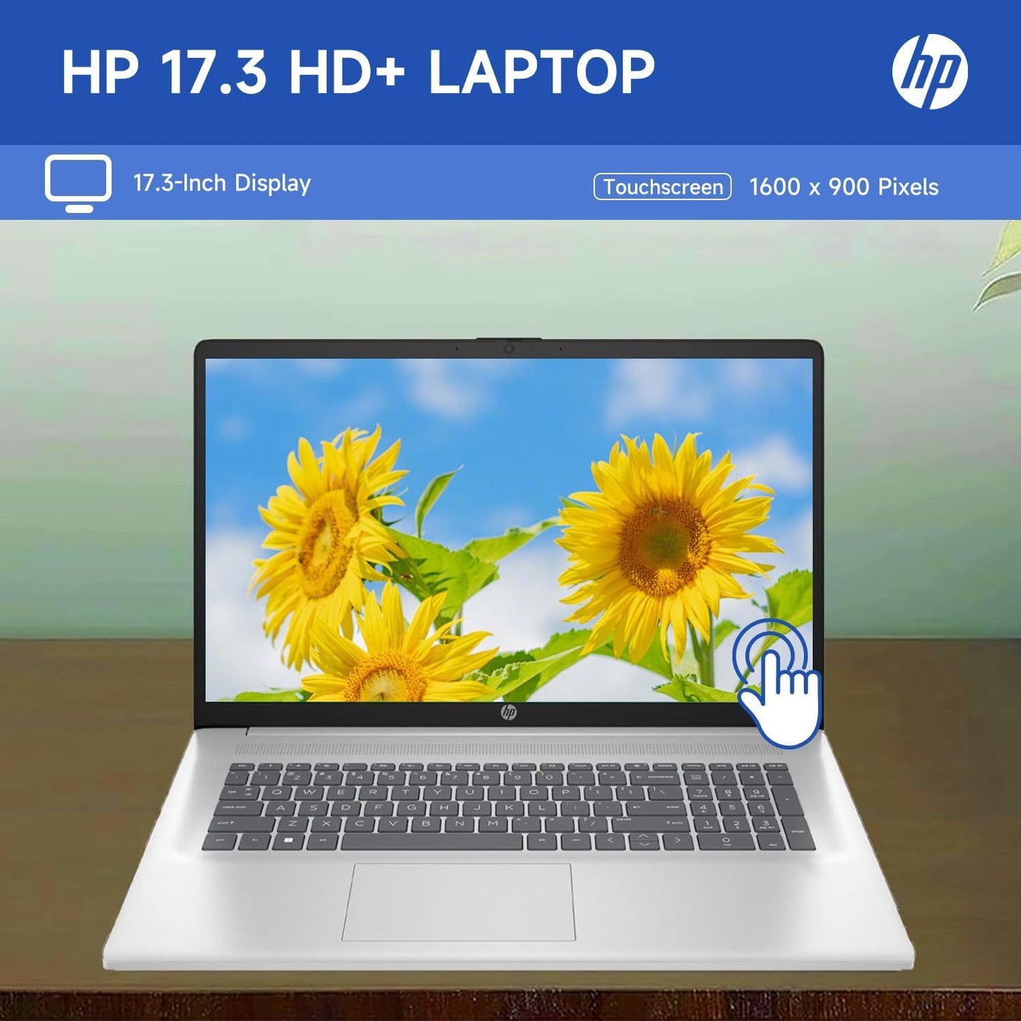 HP 17.3" Touchscreen Laptop, 8-Cores Intel Core i3-N305, 16GB RAM, 128GB eMMC + 1TB SSD, Numeric Keypad, Webcam, HDTV, Wi-Fi 6, Windows 11 Home, Silver