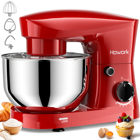 HOWORK Stand Mixer 10-Speed 5QT Electric Kitchen Mixer with Dishwasher-Safe Dough Hooks, Commercial Mixers, Flat Beaters, Wire Whip & Pouring Shield Attachments for Most Home Cooks