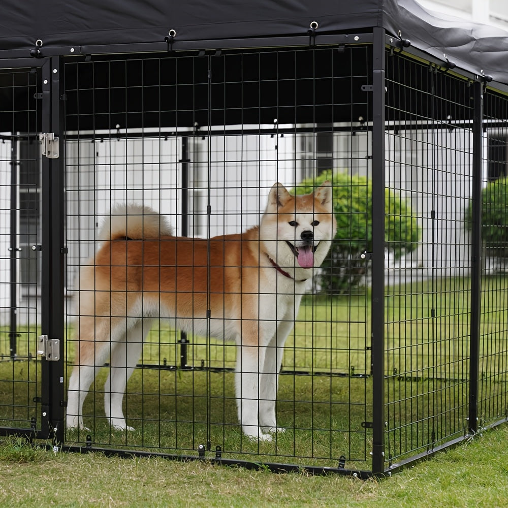 [Heavy Duty] Petonly Large Outdoor Dog Kennel | Galvanized Steel | Heavy Duty, Double Safety Locks | Outdoor, Dog | Large