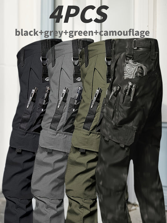 4 Pack Tactical Pants for Men Stretch, Ripstop Work Pants for Men, Lightweight Hiking Cargo Pants,, Outdoor Apparel, Gift for Summer