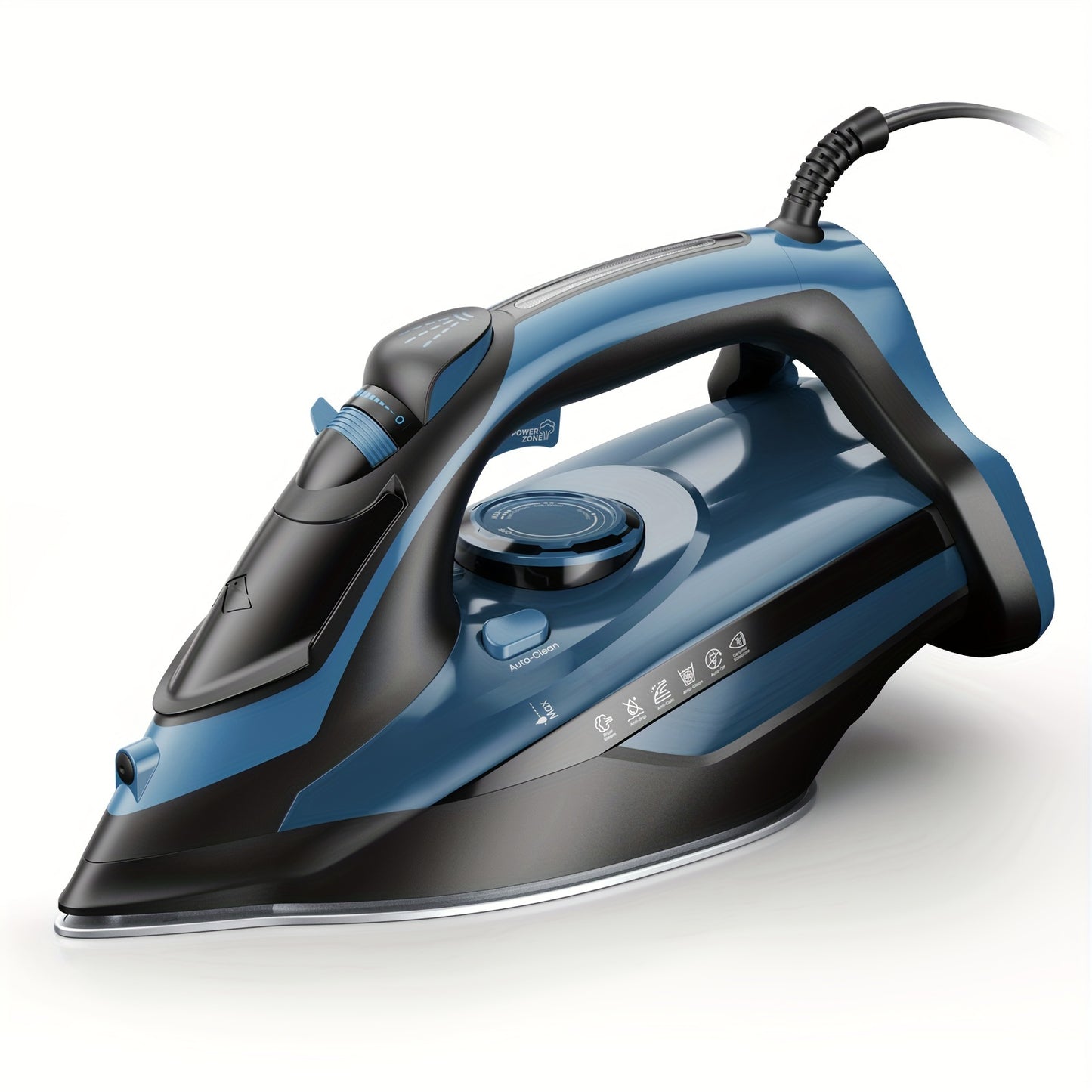 [Steam Iron] Powerful Steam Iron, Stainless Steel Soleplate Iron With Retractable Cord | Auto-off, Anti-Drip, Ironing, Clothes Iron