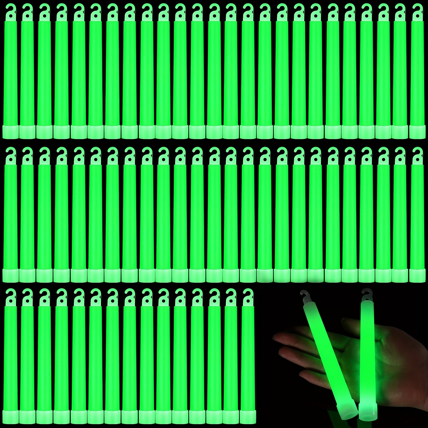 144 Pieces Bright Green Glow Sticks 6 Inch Large Emergency Light Sticks Lasts Up to 12 Hours High Refractive Index Plastic for Camping Hiking Outdoor Parties Survival Storms and Blackouts
