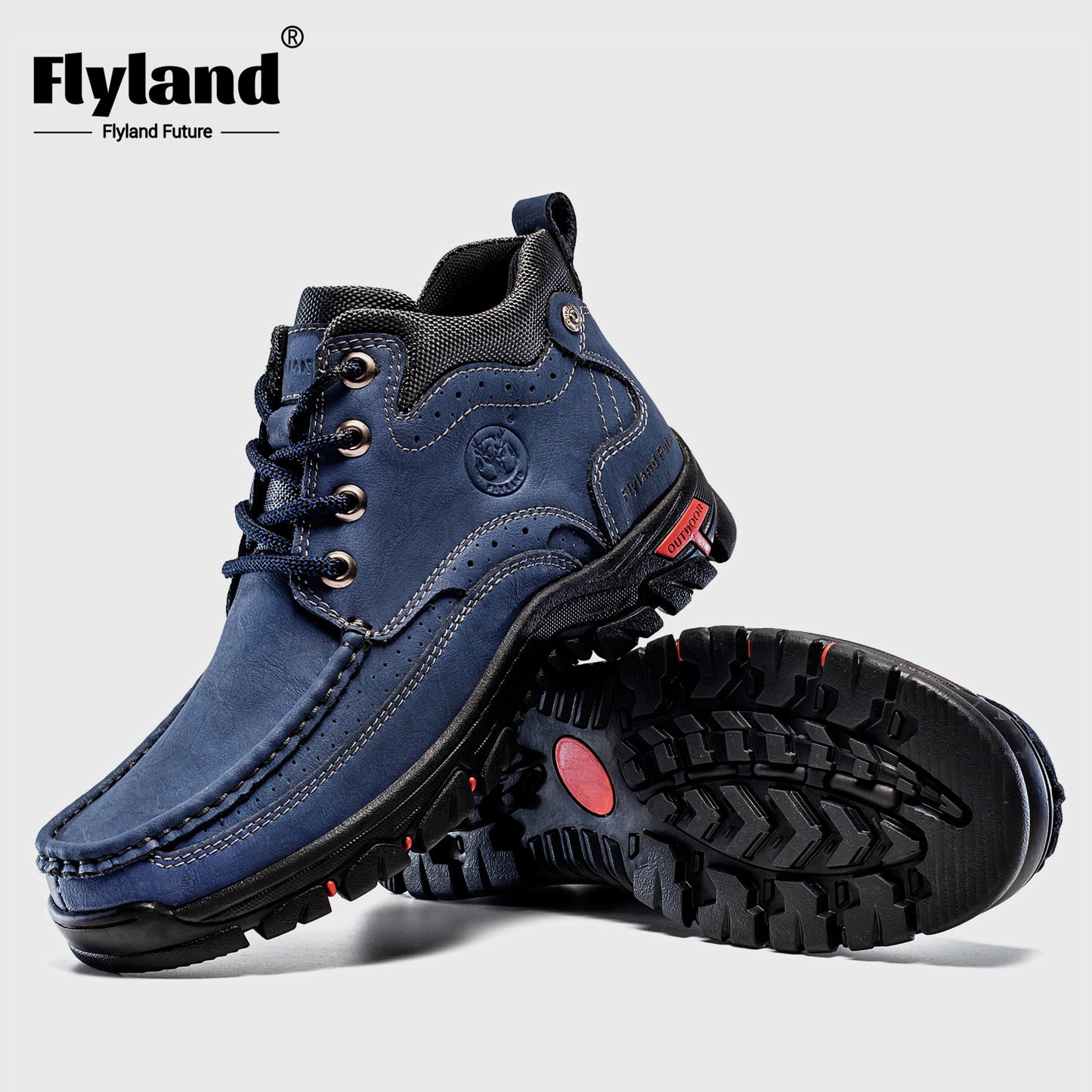 FLYLAND Genuine Leather Ankle Boots for Men & Women - Handcrafted, Breathable & Durable Casual Shoes with Non-Slip Rubber Sole, Lace-Up Closure, Brown Leather Upper & Black Sole - Perfect for Office, Vacation, or Casual Attir