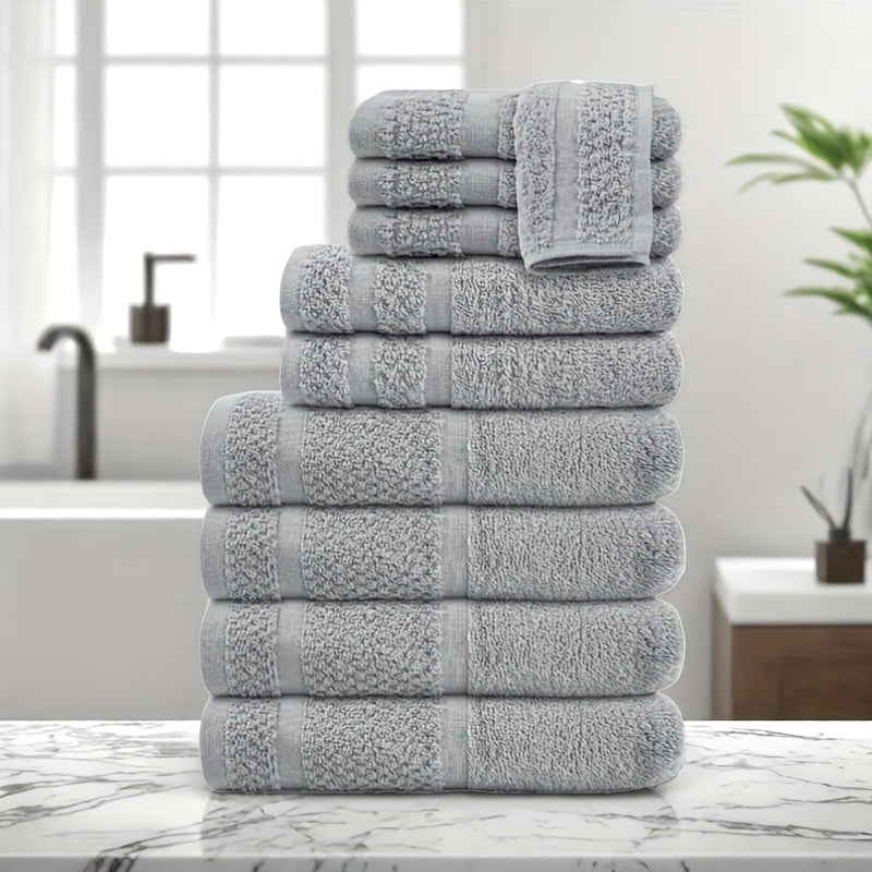 [20pcs Cotton Towel Set] 20pcs Absorbent & Soft Cotton Bath Towel Set | 8pcs Bath Towels, 4pcs Hand Towels, 8pcs Washcloths | Solid Color, Quick-drying, Bathroom Supplies
