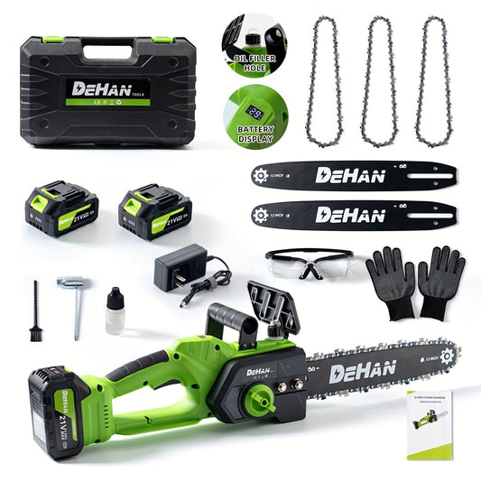 Brushless 12-Inch Electric Chainsaw Cordless 26 Ft/s 21V Portable 2×4.0Ah Battery Powered Chain Saw