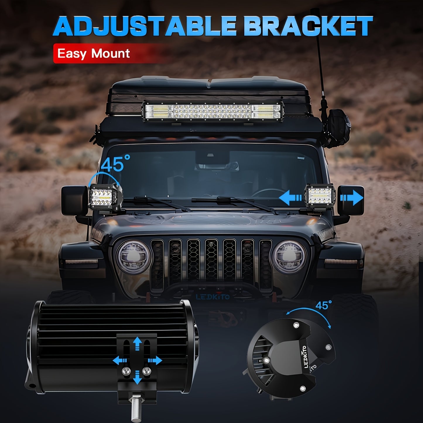 [20" LED Light Bar Kit] 20inch LED Light Bar+ 4inch Led Work Light Kit | With Switch On/ Off Wiring Harness Kit Relay Fuse, For Trucks SUV ATV UTV Boat Crane Excavator Forklift Courtyard Road, DC12-24V, White, Without Battery