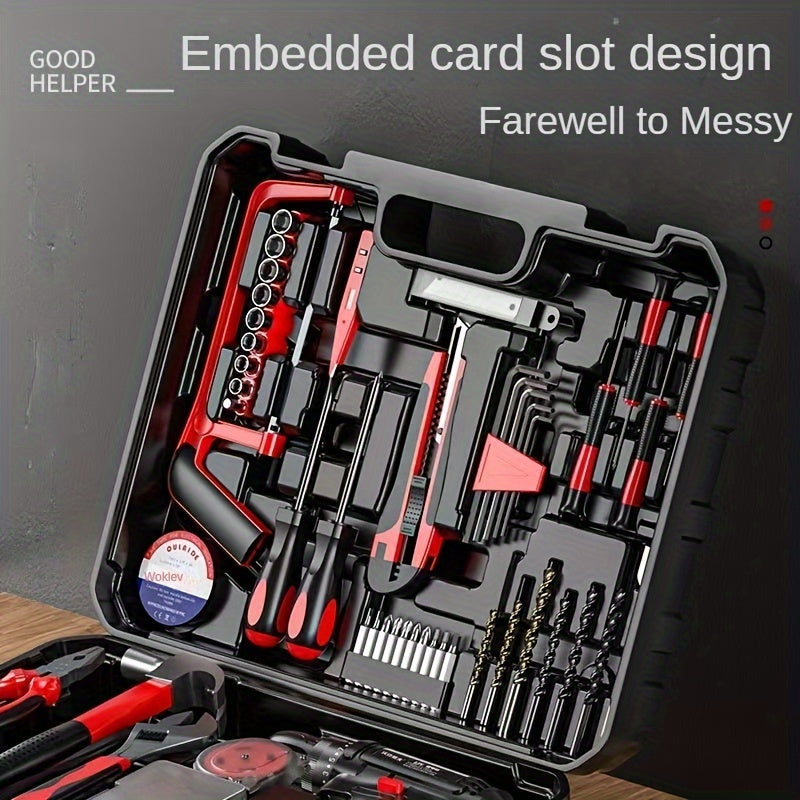 [128pcs Electric Drill] 2Battery SPZTJK 128pcs Electric Drill Tool Kit | 2-Speed Cordless Drill Driver with Hand Tools, Screwdriver, Drill Bits, Tool BOX for DIY, Home Repair, Christmas Gift, Electric Drill Cordless Rechargea