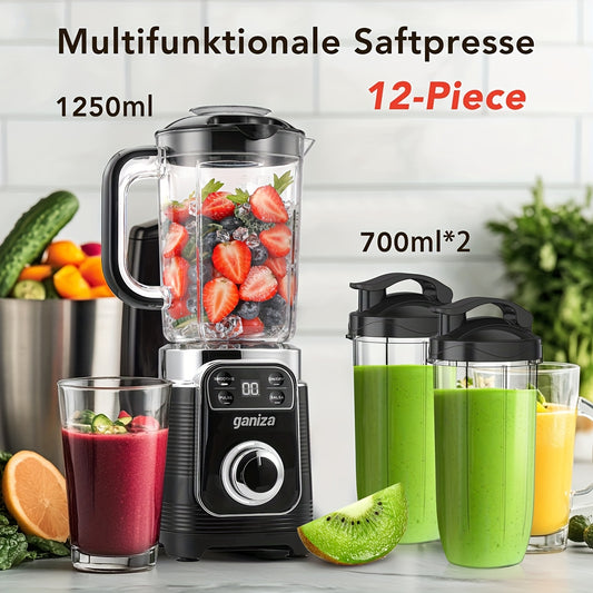 Smoothie Crusher 12 Piece Milkshake And Smoothie Blender 43 Ounce Large Blending Cup And 2 24 Ounce Portable Blending Cups Kitchen Personal Smoothie Maker With Automatic Smart Technology And Speed Controls